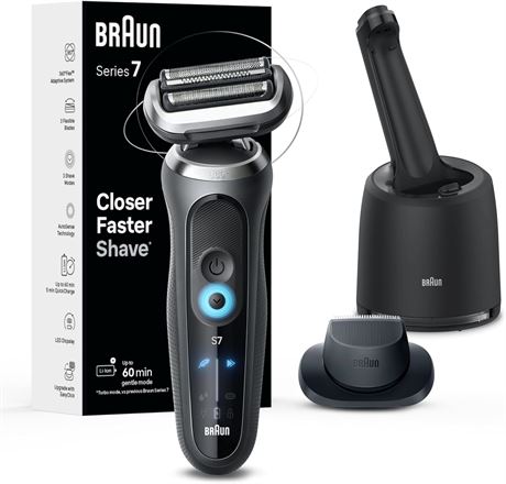 Braun Electric Shaver for Men, Series 7 7171cc, Wet & Dry Shave, Turbo & Gentle