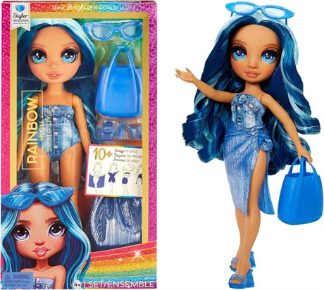 Rainbow High Swim & Style Skyler (Blue) 11” Doll with Shimmery Wrap to Style 10+