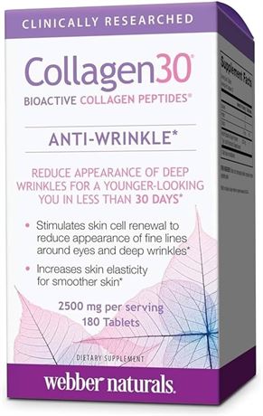 Webber Naturals Collagen30 Anti-Wrinkle, 2,500mg of Bioactive Collagen Peptides