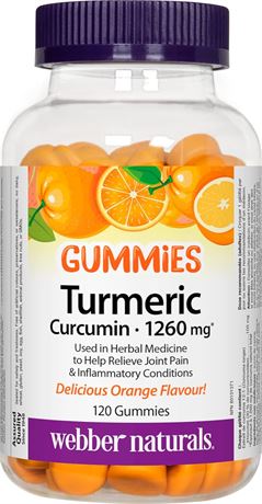 Webber Naturals Turmeric Curcumin Gummy, 1,260 mg of Raw Herb, 120 Gummies