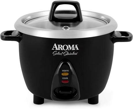 Aroma Housewares Stainless Rice Cooker & Warmer with Uncoated Inner Pot, 1.2Qt