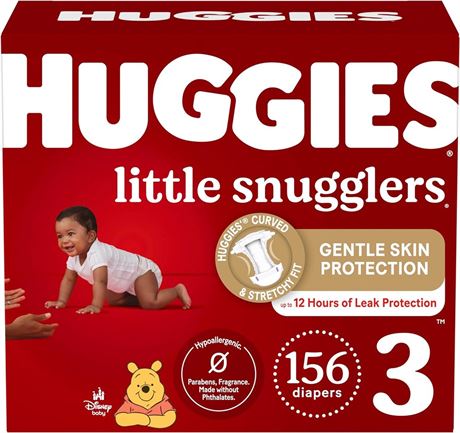 Size 3 - 156ct - Huggies Diapers - Little Snugglers Disposable Baby Diapers
