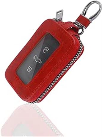 Car Key Fob Cover,Universal Car Key Case with Keychain&Carabiner,Premium Leather