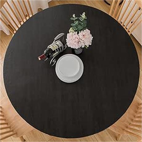 40" Round Vinyl Fitted Tablecloth, Black