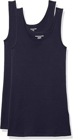 SMALL -  Essentials Women's Slim-Fit Tank, Pack of 2, Navy