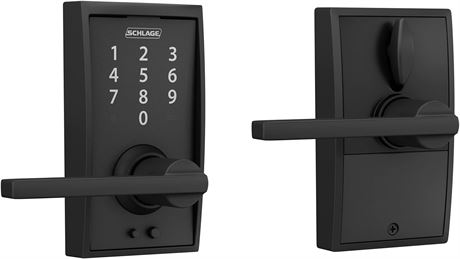 Schlage Touch Century Lock with Latitude Lever (Matte Black) FE695 CEN 622