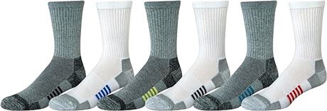 US 6-12  Essentials Men's Performance Cotton Cushioned Athletic Crew Socks, 6