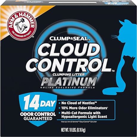 8.16kg, ARM & HAMMER Platinum Cat Litter | Cloud Control | Complete Odour Sealin