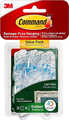 Command 17017CLRAWVPES Outdoor Light Clips, 32 Clips, 36 Strips