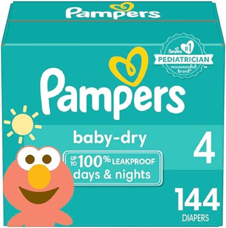 Diapers Size 4, 144 count - Pampers Baby Dry Disposable Diapers