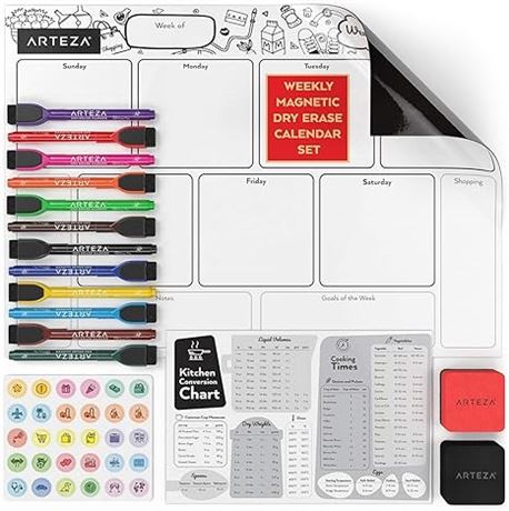 Arteza ARTZ-8639 Magnetic-Message-Boards, White (Weekly Calendar)