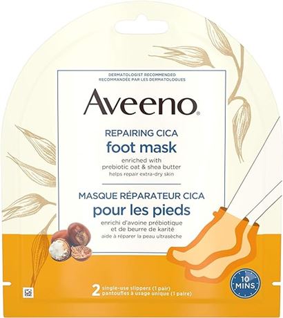 Aveeno Repairing CICA Foot Mask with Prebiotic Oat and Shea Butter