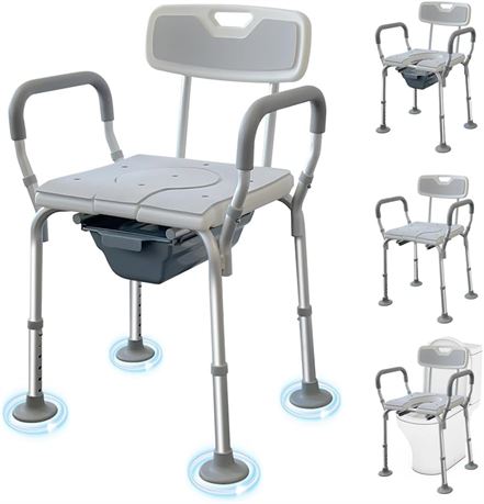 Eosprim Bath Shower Chair with Handles + Raised Toilet Seat Raiser for Seniors