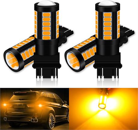 Pack of 4 Qoope 3157 LED Bulb Amber Yellow Super Bright Light Bulbs for Brakes