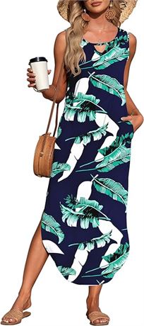 XL - MISFAY Women's Summer Maxi Dress Sleeveless Casual Loose Long Beach Split