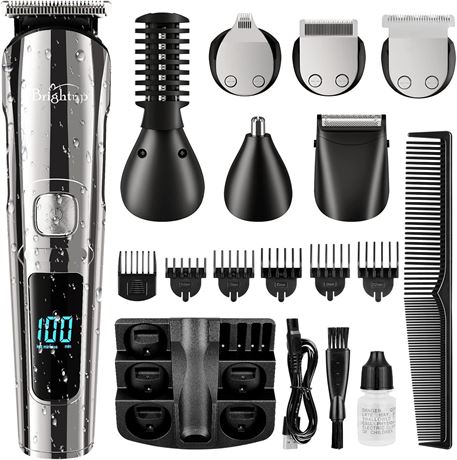 Brightup Beard Trimmer for Men - 19 Piece Mens Grooming Kit with Hair Clippers