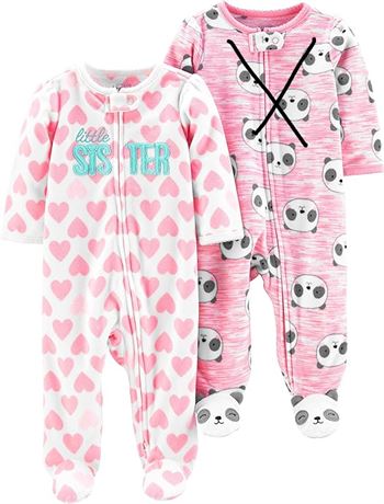 6-9M Simple Joys by Carter's Baby-Girls 2-Pack Fleece Footed Sleep and Play