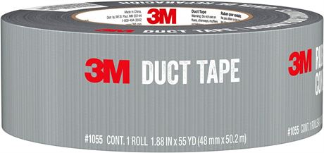 3M Basic Duct Tape, 1.88 in x 55 yd (48 mm x 50.2 m), 1 Roll Silver Duct Tape