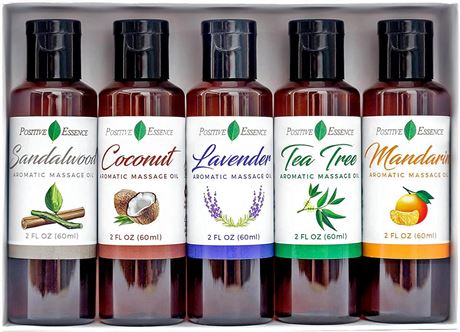 Massage Oils for Body Massage, 5 Relaxing Scents (Coconut, Lavender, Tea Tree...