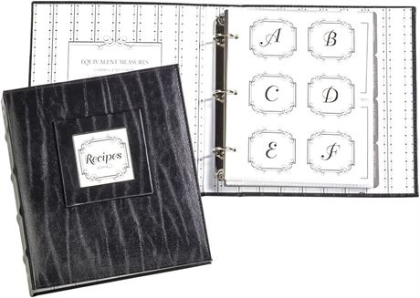 CRG Pocket Page Recipe Book, Black Leather Initial Gourmet, 8.31-Inch by 9.38-In
