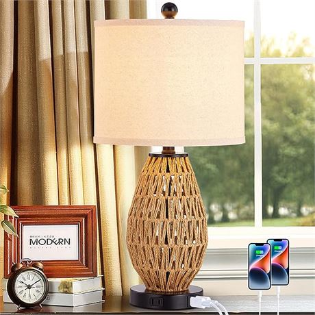 CINSARY Touch Control Rattan Table Lamp