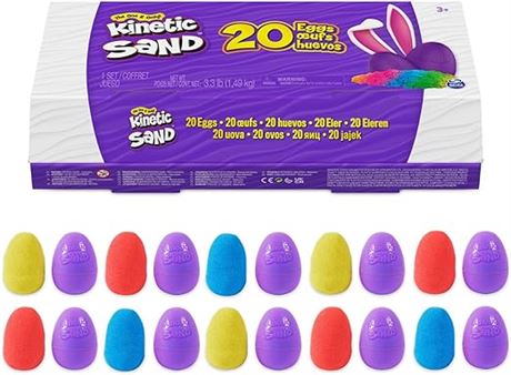 Kinetic Sand, 20-Pack Eggs with Red, Yellow, and Blue Play Sand, Goodie Bag Toys