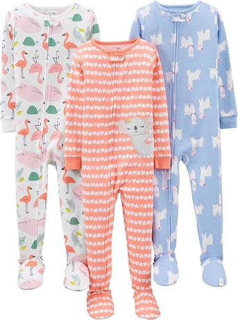 12M Simple Joys by Carter's Girls' 3-Pack Snug Fit Footed Cotton Pajamas