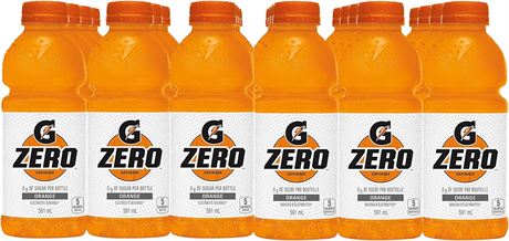 24 Gatorade Zero Orange Electrolyte Beverage, 591 mL Bottles, 4 x 6 Pack