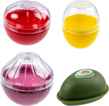 4 Sets Fruit and Vegetable Storage Containers, Fruit and Vegetable Shaped Savers