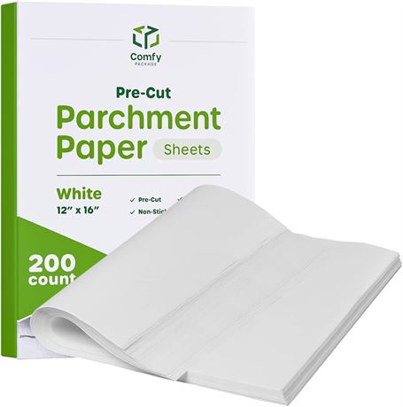 [12 x 16 Inch - 200 Count] Pre-Cut Baking Parchment Paper Sheets