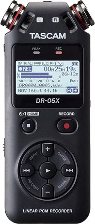 Tascam DR-05X Stereo Handheld Digital Audio Recorder and USB Audio Interface, Bl