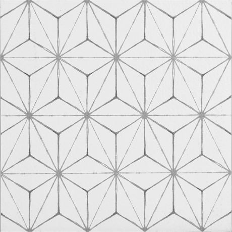 10pcs FloorPops FP2481 Kikko Peel Stick Floor Tiles, White & Off-White
