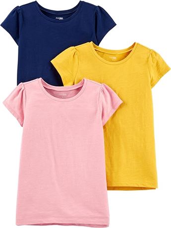 4T Simple Joys by Carter's Toddler Girls' 3-Pack Solid Short-Sleeve Tee Shirts