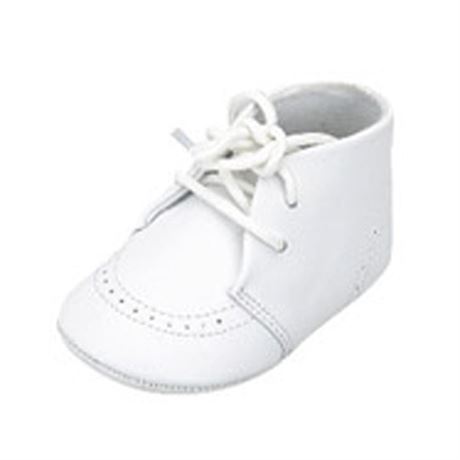 SZ 1 - Infant Baby Boys White Christening Soft Sole Crib Shoes