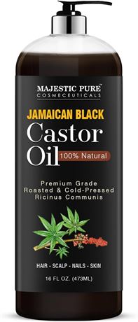 473ml MAJESTIC PURE Jamaican Black Castor Oil - Roasted & Cold-Pressed -