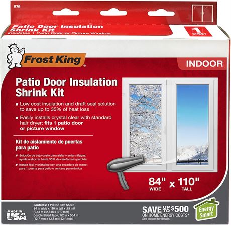 Frost KingFrost King V76H Shrink Window Kit 84-Inch by 110-Inch, Clear