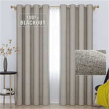 GRALI Linen Blackout Curtains, Waterproof Full Light Blocking