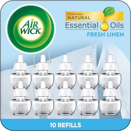 Airwick Plug In Scented Oil, Fresh Linen & laundry scent, 10 refils