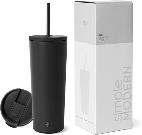 24oz Simple Modern Insulated Tumbler with 2 Straws and  2 Lids