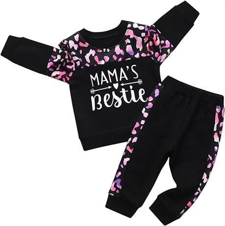 2T-3T Toddler Baby Girl Clothes Infant Long Sleeve Mama's Bestie Print