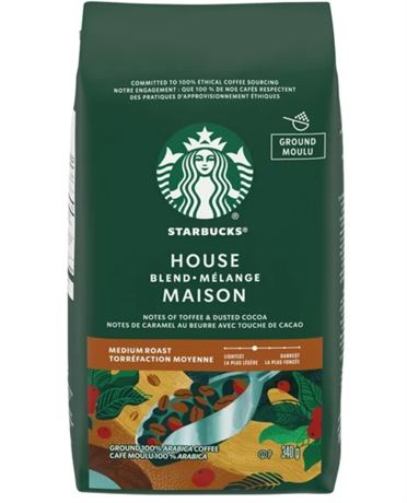 STARBUCKS House Blend Medium Roast Ground Coffee, 340g