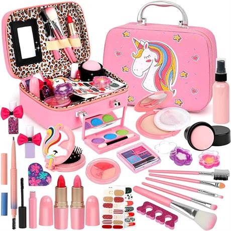 Kids Makeup Kit for Girls, Real Washable Makeup Set for Girls