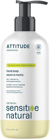 ATTITUDE Hand Soap for Sensitive Skin with Oat and Argan Oil, EWG Verified
