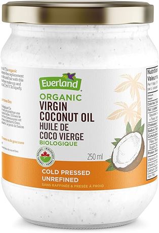 Everland Virgin Coconut Oil, Glass Bottle, 250 ml (Pack of 1)