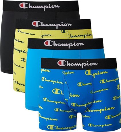 MED - Champion Men's Boys' Everyday Active Stretch Boxer Briefs, 4-Pack