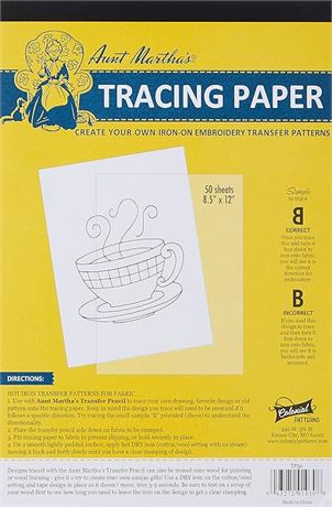 AUNT MARTHA's 8.5-Inch by 12-Inch Tracing Paper, 50-Sheet