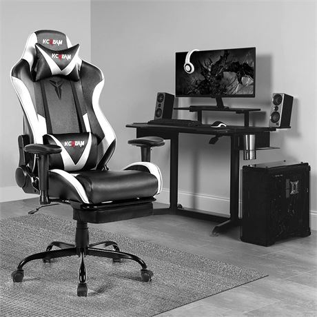 RED AND BLACK KCREAM Ergonomic Big and Tall Gaming Chair with Footrest Racing