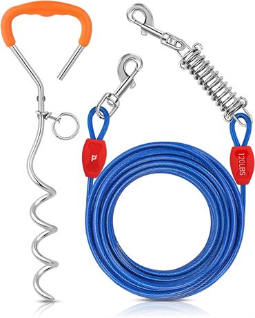Petbobi Dog Tie Out Cable and Stake - 40FT Heavy Duty Cable