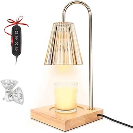 Candle Warmer Lamp with Dimmer, 2H/4H/8H Timer Dimmable Electric Candle Warmer