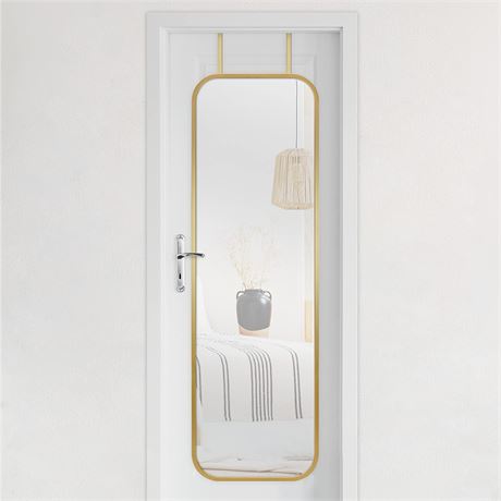17 x 55inMCS Metal Wall Mirror Over The Door Mirror with Rounded Corners, Brass